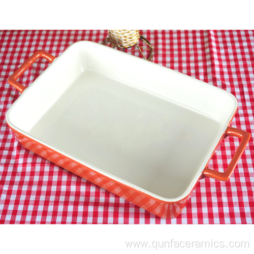 High Quality Red Baking Rectangular Ceramic Plate